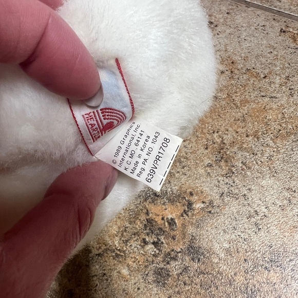 1989 Hallmark Heartline Teddy Bear White Red Ribbon Plush Stuffed Animal - Picture 4 of 4